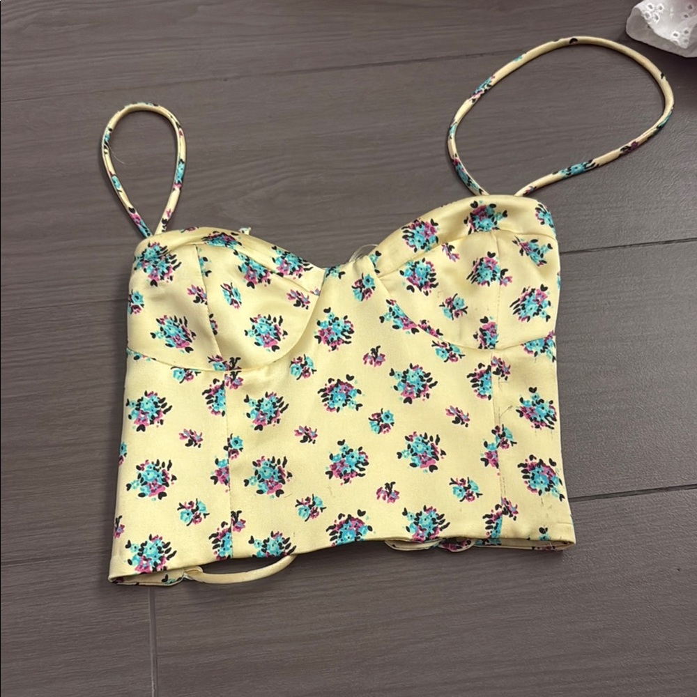 Zara Blue and Green Bustier Camisole